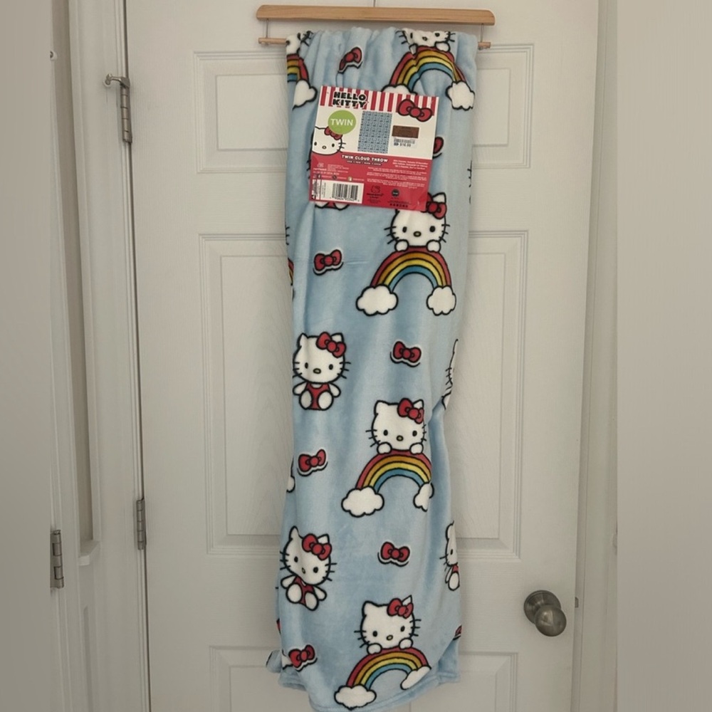 Hello Kitty Blue Cloud Rainbow and Bow Throw Twin